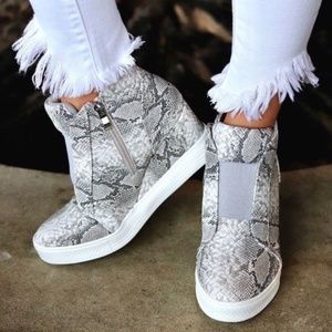 Snake Skin Print Sneakers